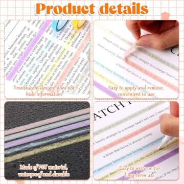 5 Rolls Highlighter Tape Colored Transparent Marking Sticker Removable Fluorescent Neon Tape Annotation Supplies for Teachers Students Reading Home Office, 0.23inch X 16ft