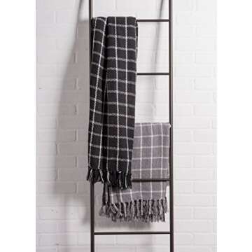 DII Transitional Checked Plaid Woven Throw, 50x60, Black