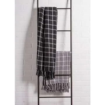 DII Transitional Checked Plaid Woven Throw, 50x60, Black