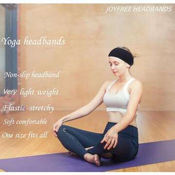 Joyfree Workout Headbands for Women Men Sweatband Yoga Sweat Bands Elastic Wide Headbands for Sports Fitness Exercise Tennis Running Gym Dance Athletic