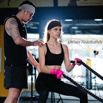 Joyfree Workout Headbands for Women Men Sweatband Yoga Sweat Bands Elastic Wide Headbands for Sports Fitness Exercise Tennis Running Gym Dance Athletic