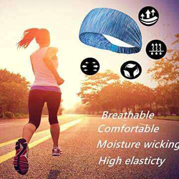 Joyfree Workout Headbands for Women Men Sweatband Yoga Sweat Bands Elastic Wide Headbands for Sports Fitness Exercise Tennis Running Gym Dance Athletic