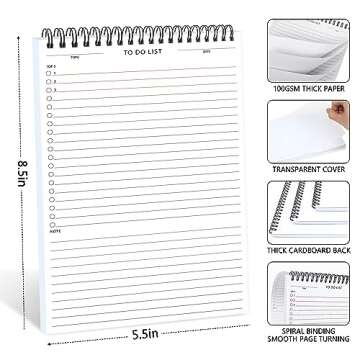 To Do List Notepad, Undated Daily To Do List Notebook with 60 Sheets Task Planner Pad, Waterproof Cover/Twin-Wire Binding To do List Planner for Office/School Supplies, A5(5.5" X 8.5") - 3PCS/Set