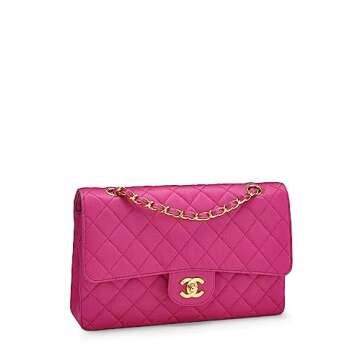 Chanel, Pre-Loved Pink Quilted Satin Classic Double Flap Medium, Pink