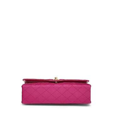 Chanel, Pre-Loved Pink Quilted Satin Classic Double Flap Medium, Pink