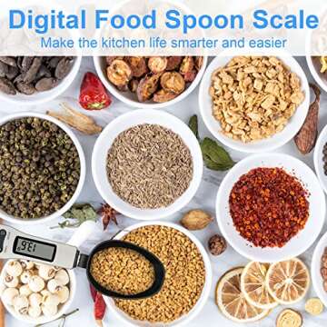 3T6B Kitchen Digital Measuring Spoon Food Scale Digital Multi-Function Small Digital Spoon Scale, Weight from 0.1 Grams to 500 Grams Support Unit g/oz/gn/ct (with 2 AAA Batteries)-LCD Display