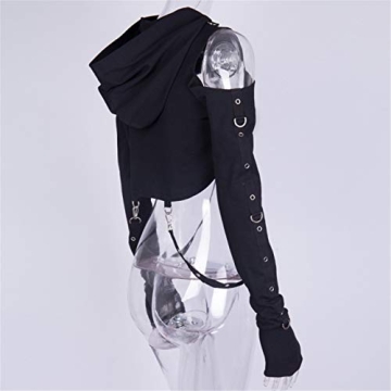 Stylish Women Gothic Punk Off Shoulder Hoodie for Rave