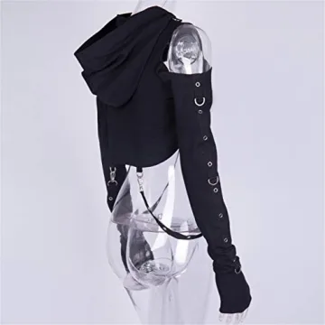 Stylish Women Gothic Punk Off Shoulder Hoodie for Rave