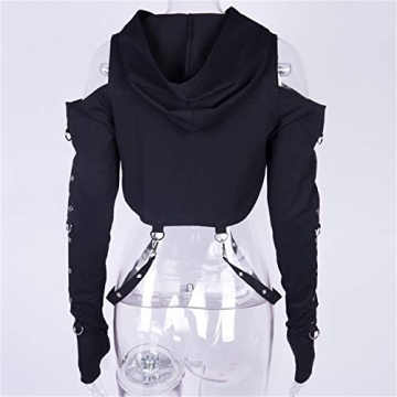 Stylish Women Gothic Punk Off Shoulder Hoodie for Rave