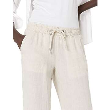 Amazon Essentials Women's Comfy Linen Crop Pants - Natural