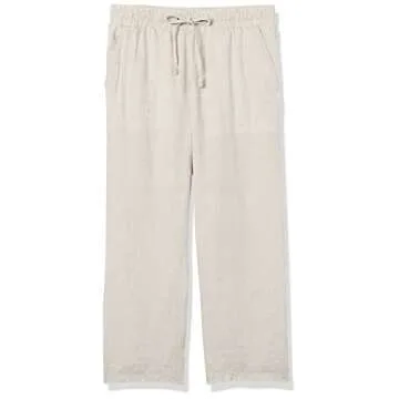 Amazon Essentials Women's Comfy Linen Crop Pants - Natural