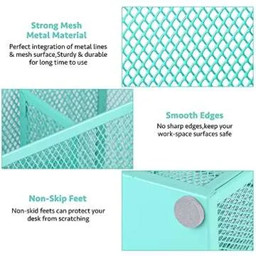 POPRUN Green Desk Organzier for Women, Mesh Office Supplies Cute Stationary Organization Office Accessories Essentials Caddy with Drawer for Home & Office Desktop & Decor& Kitchen