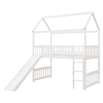 Merax Loft Bunk Bed with Slide for Kids Bedroom