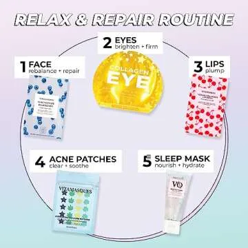 Vitamasques Lip Mask, 3-Pack - Cherry Vegan Collagen Lip Mask Sheets, Repair for Dry & Chapped Lips - Nourishing & Hydrating - Wild Cherries & Hyaluronic Acid - Vegan & Cruelty-Free