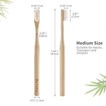 Daletu Bamboo Toothbrush, Biodegradable Toothbrushes Extra Soft Bristles, 20000 Soft Natural Bristle Toothbrush, Eco Friendly Toothbrushes for Sensitive Teeth Gum Recession - 4 Pack