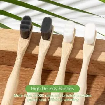 Daletu Bamboo Toothbrush, Biodegradable Toothbrushes Extra Soft Bristles, 20000 Soft Natural Bristle Toothbrush, Eco Friendly Toothbrushes for Sensitive Teeth Gum Recession - 4 Pack