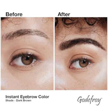 Godefroy Instant Eyebrow Color, Dark Brown, .18 ounces, 12-weeks of long lasting brow color, 3-applications per kit
