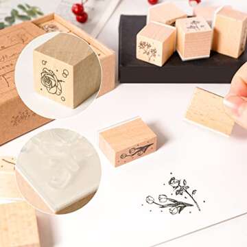 Wooden Plant Patterns Rubber Stamp Set - Creative Crafting Essentials