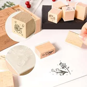 Wooden Plant Patterns Rubber Stamp Set - Creative Crafting Essentials