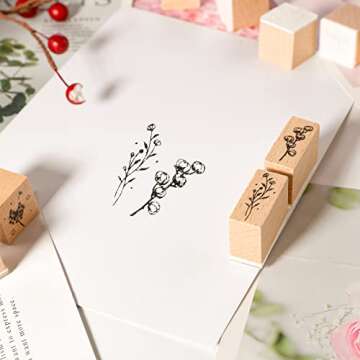 Wooden Plant Patterns Rubber Stamp Set - Creative Crafting Essentials