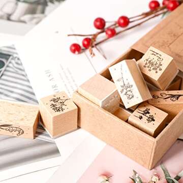 Wooden Plant Patterns Rubber Stamp Set - Creative Crafting Essentials