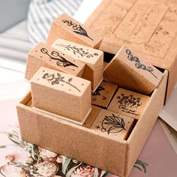 Wooden Plant Patterns Rubber Stamp Set - Creative Crafting Essentials