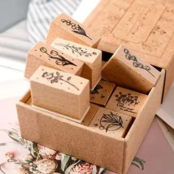 Wooden Plant Patterns Rubber Stamp Set - Creative Crafting Essentials