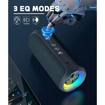 Ortizan Bluetooth Speakers, 40W Loud Sound, Wireless Stereo, IPX7 Waterproof, Extra Bass, LED Light, BT5.3, Portable Compact Speaker for Shower/Outdoor/Beach/Home, Gifts for Adult, Navy
