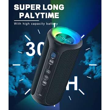 Ortizan Bluetooth Speakers, 40W Loud Sound, Wireless Stereo, IPX7 Waterproof, Extra Bass, LED Light, BT5.3, Portable Compact Speaker for Shower/Outdoor/Beach/Home, Gifts for Adult, Navy