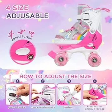 Nattork Girls Adjustable Roller Skates with Light-up Wheels