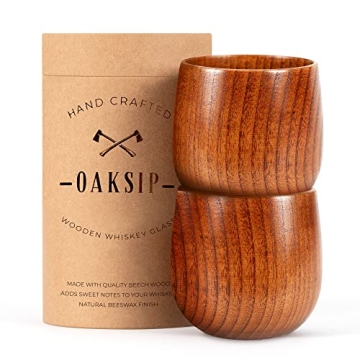 Oaksip The Original Wooden Bourbon Drinking Glass - A Unique Gift for Whiskey Enthusiasts