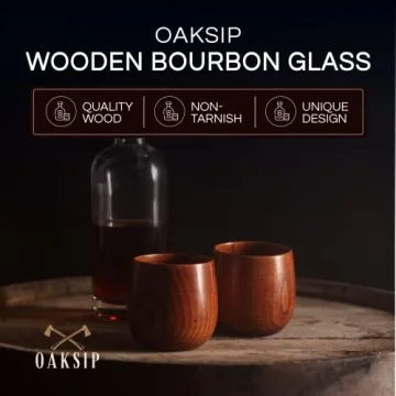 Oaksip Wooden Bourbon Drinking Glass Gift for Whiskey Lovers