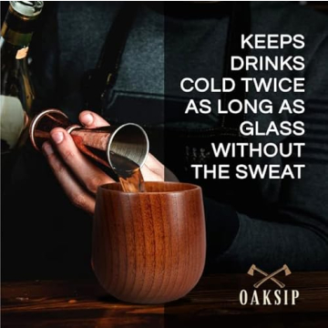 Oaksip Wooden Bourbon Drinking Glass Gift for Whiskey Lovers