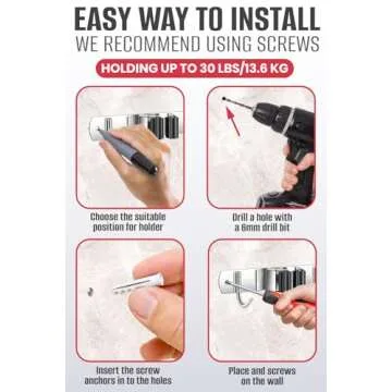 Mop and Broom Holder Wall Mount, Keep your Closet and Garage Tidy with a Heavy Duty Wall Mounted Mop and Broom Holder, - Utility Rack Laundry Room Organization and Storage Tool Rack Organizer Hooks