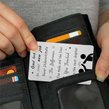 Gezxin New Job Gifts for Women Men- Good Luck In Your New Job Card for Him Her- Unique Enjoy The Next Chapter Metal Wallet Card Presents for New Job