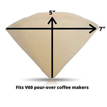 V60 Cone Pourover Reusable Cloth Coffee Filter - Eco-Friendly Hemp and Cotton Blend
