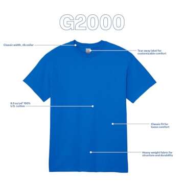 Gildan Adult Ultra Cotton T-Shirt, Style G2000, Multipack, Royal (2-Pack), 2X-Large