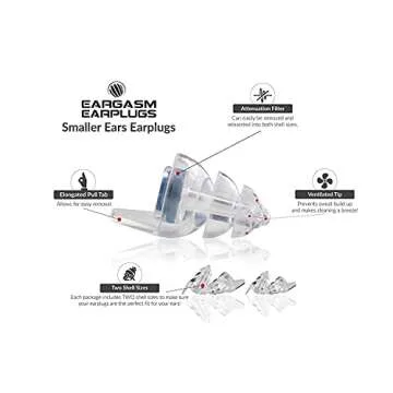 Eargasm Smaller Ears Earplugs - Blue High Fidelity Filtered Noise Reducing Reusable Ear-Plugs for Kids, Women, Men - Hearing Protection for Live Concerts, Motorcycles, Festivals, Sporting Events