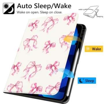 JOYLAND iPad Case with Bow Pattern and Pencil Holder