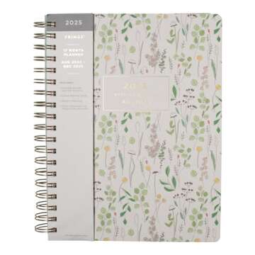 Fringe Studio 2025 Spiral Weekly Planner, Aug 2024 - Dec 2025, 17 Month, Paper Cover, "Eucalyptus Mix", 6.875" W x 9.78"H, 236 Pages (844PA009FSC)