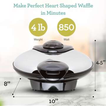 Euro Cuisine WM520 Heart Waffle Maker - Eco-Friendly Non-Stick Plates