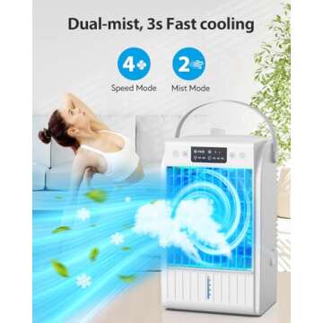 JYew Portable Air Conditioner Fan with 4-in-1 Functionality