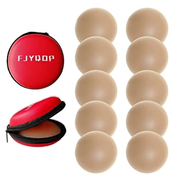 FJYQOP Silicone Nipple Covers - 5 Pairs, Women's Reusable Invisible Adhesive Breast Pasties Nipplele...