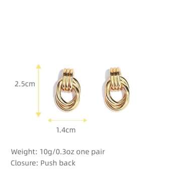 ConeyClare Chunky Gold Hoop Dangle Earrings for Women, Minimalist Doorknocker Gold Silver Knot Earrings, Statement Jewelry Gift (gold1)