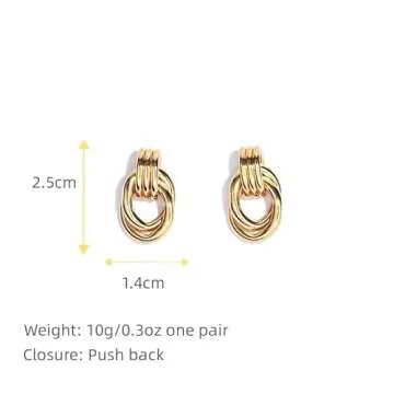 ConeyClare Chunky Gold Hoop Dangle Earrings for Women, Minimalist Doorknocker Gold Silver Knot Earrings, Statement Jewelry Gift (gold1)