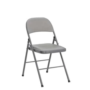 Karl home 4 Pack Grey Folding Chairs with Padded Seats for Outdoor & Indoor, Portable Stackable Commercial Seat with Steel Frame for Events Office Wedding Party, 330lbs Capacity