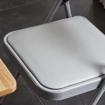 Karl home 4 Pack Grey Folding Chairs with Padded Seats for Outdoor & Indoor, Portable Stackable Commercial Seat with Steel Frame for Events Office Wedding Party, 330lbs Capacity