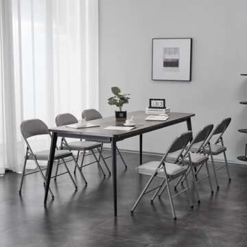 Karl home 4 Pack Grey Folding Chairs with Padded Seats for Outdoor & Indoor, Portable Stackable Commercial Seat with Steel Frame for Events Office Wedding Party, 330lbs Capacity