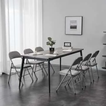 Karl home 4 Pack Grey Folding Chairs with Padded Seats for Outdoor & Indoor, Portable Stackable Commercial Seat with Steel Frame for Events Office Wedding Party, 330lbs Capacity