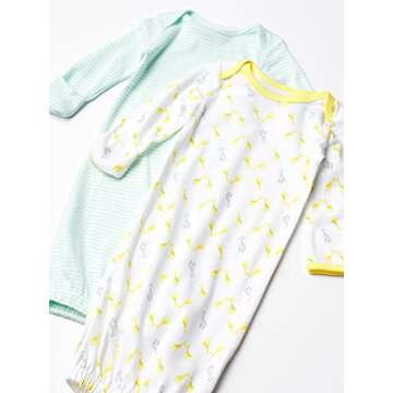 Simple Joys by Carter's Unisex Babies' Cotton Sleeper Gown, Pack of 3, Grey/Green/Yellow, 0-3 Months